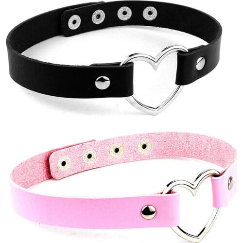 Sexy Trendy Vintage Charm Round Gothic Collar Necklaces Jewelry Gift Gothic Leather Heart Harajuku Women Punk Choker Necklace