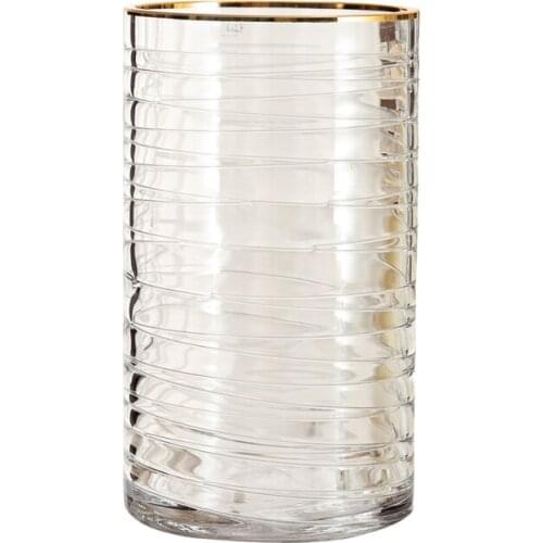 Nordic Phnom Penh Straight Glass Vase Flower Arrangement Transparent Hydroponic Container Home Wedding Decoration Accessories