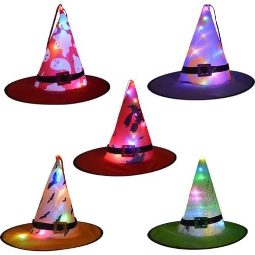 Halloween Decoration Witch Hat LED Lights Halloween Elf Ears For Kids Party Decor Supplies Outdoor Tree Hanging Ornament Diy