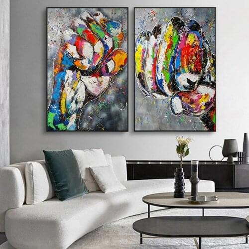 Street Graffiti Art Fist Lover Hold Hands Pop Canvas Painting on The Wall Motivational Poster Prints Room Decoration Pictures