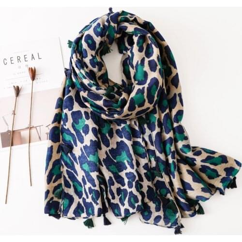 Spring, Autumn Winter America Ultra Large Cotton Linen Scarf Shawl Dual Purpose Classic Leopard Pattern Gauze Kerchief Women