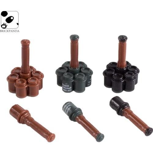 10PCS WW2 Military Building Blocks Mini Figures Weapons Army Soldiers Guns Scene Accessories Grenade Bricks Toys for Children