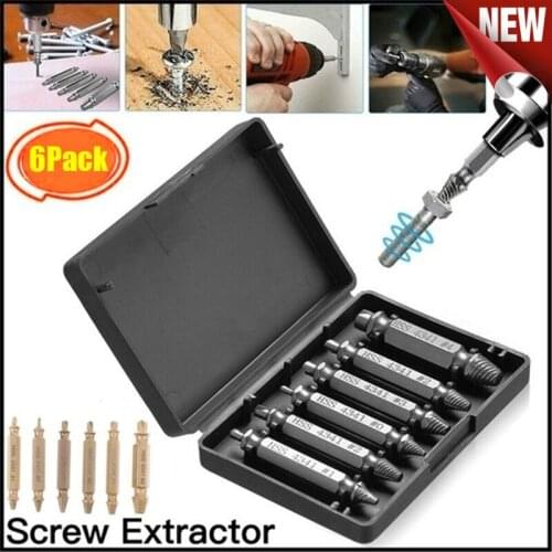 High quality 6Pcs/Set HSS Drill Bit Set Broken Head Screw Removal Tool Bolt Screw Extractor Breaker Screw Remover Tool Kit
