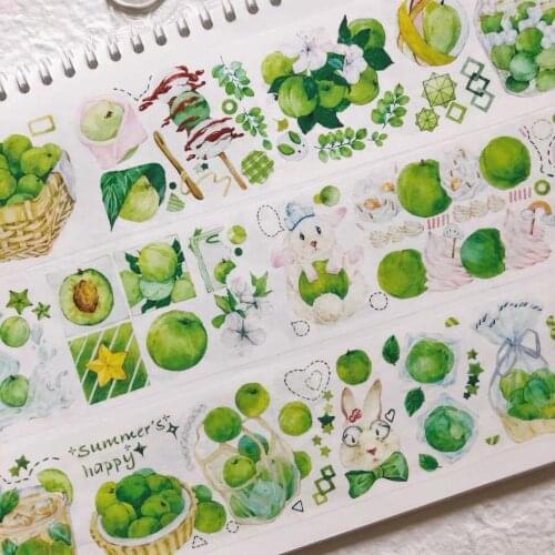 Green Fruit Washi Tapes Bullet Journal Masking Tape Adhesive Tape DIY Scrapbooking Washi Stickers