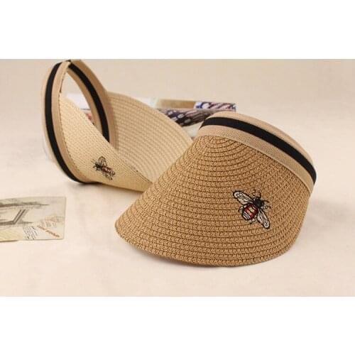 Summer Woman Air Top Hat Outdoors Hair Hoop Sun Hat Embroidery Apis Florea Straw Hat Ride A Bike Sunscreen Sun Hat