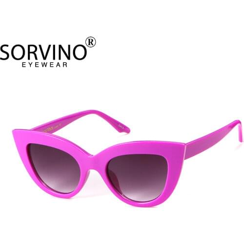 SORVINO Purple Fashion Cat Eye Sunglasses Women Designer Vintage Lady Thick Frame Cateye Sun Glasses Shades Oculos SN232