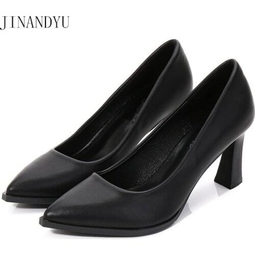 Pointed Toe Women Shoes High Heel 5/7cm Simple Grace Black Office Shoes Women Chunky Heels Dressy Shoes Woman Pumps High Heels