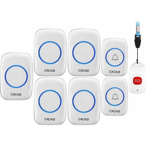 CACAZI Smart Home Wireless pager doorbell Old man Emergency alarm Call Bell LED US EU UK Plug 80m Remote Intelligent Ringbell