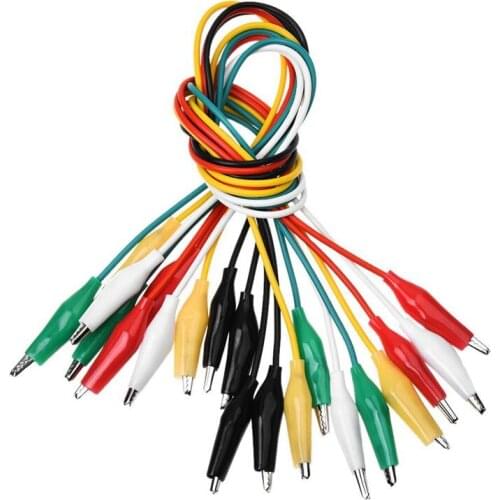 10Pcs 5-Colors Double Ended Alligator Clips Test Lead Jumper Wire 50cm