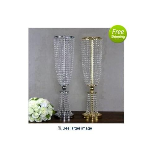 10pcs/lot gold silver color 31.5" tall crystal acylic centerpiece wedding crystal table decor flower stand event decoration