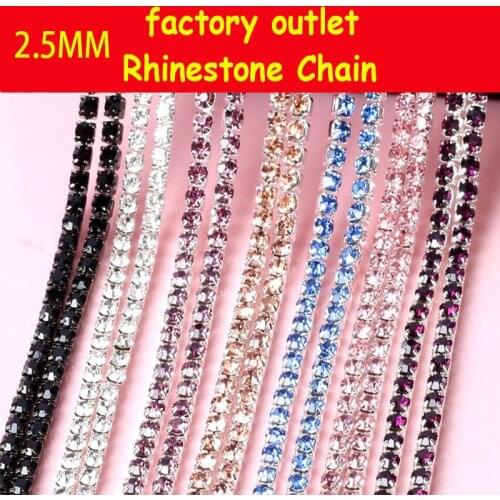 2.5MM 5Yard/roll High quality diamond Rhinestone Chain factory outlet