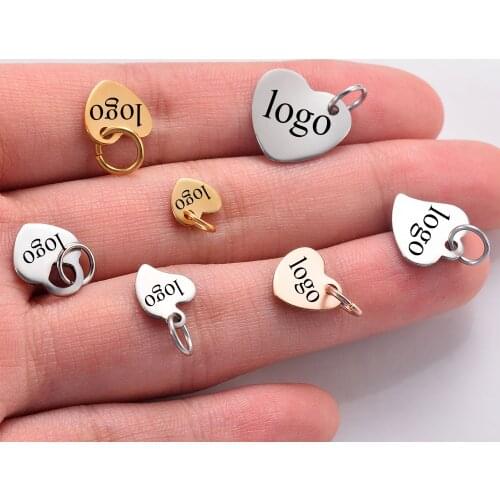 30pcs Stainless Steel Custom Small Logo Tags Charm Jewelry Logos DIY for Necklace Makings Findings