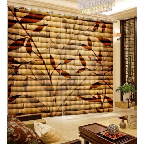 3D Curtain Printing Blockout Polyester Photo Drapes Fabric For Room Bedroom Window Depicting bamboo pattern Classic Home Decor