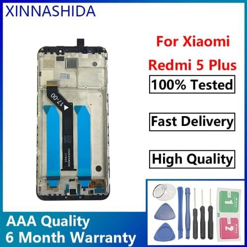 5.99" For Xiaomi Redmi 5 Plus IPS LCD Display Touch Screen Digitizer Assembly Sensor + Frame Redmi5 Plus Replacement Parts