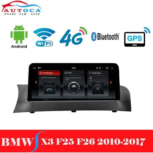 10.2" Screen Android 10 Car Radio Multimedia GPS Player For BMW X3 X4 F25 F26 2010-2017 Navigation Display CIC NBT System Unit
