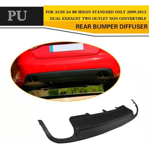 Matt black car PU rear bumper diffuser lip spoiler For Audi A4 B8 Standard Sedan Only 09-12