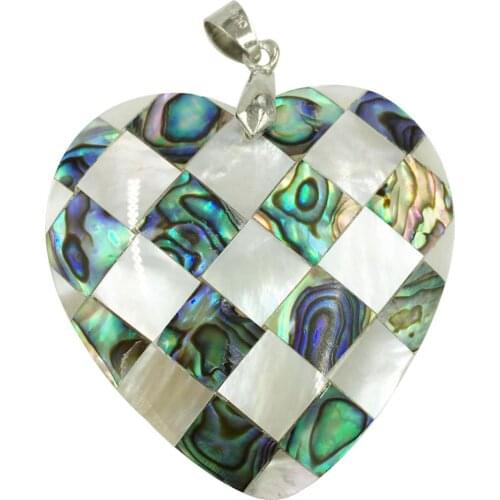 Free Shipping Fashion Jewelry New Zealand Abalone Shell Heart Women Men Pendant Bead C7946