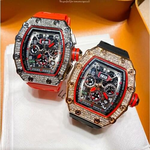 2021 New Military Sports Watch Diamond Men watch calendar top brand army men luxury gold watch rubber strap