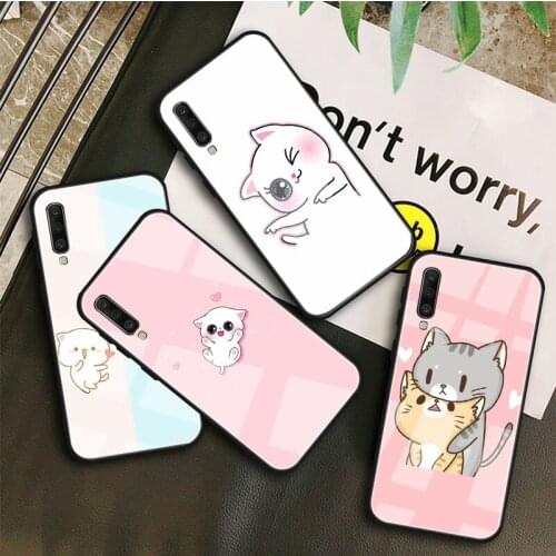 Kawaii animal Tempered Glass Case For Samsung Galaxy A10S A20S A20E A30S A40 A50S A60 A70 A80 A90 A6 A7 A8