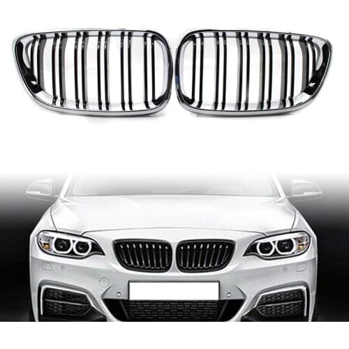 Chrome Gloss Black Double Slat Front Grille For BMW 2 Series F23 F22 M2 2014-2018