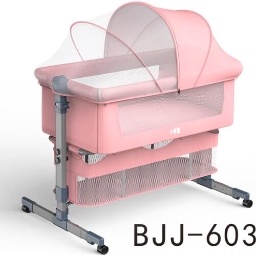Baby Bed With Net And Mattress Portable Removable Crib Cradle Foldable Adjusting Stitching Nest