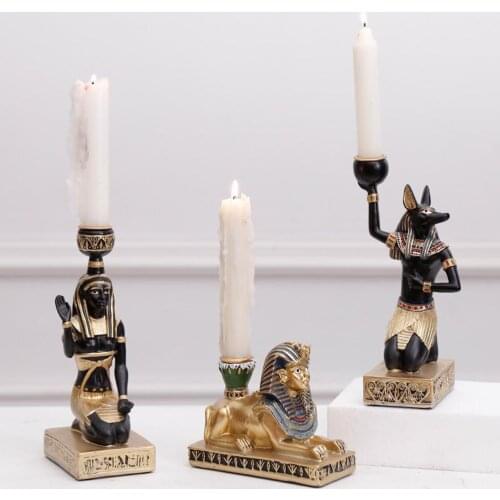 Ancient Egypt Candle Holder Candlestick Figurine Birthday Dinner Ornament