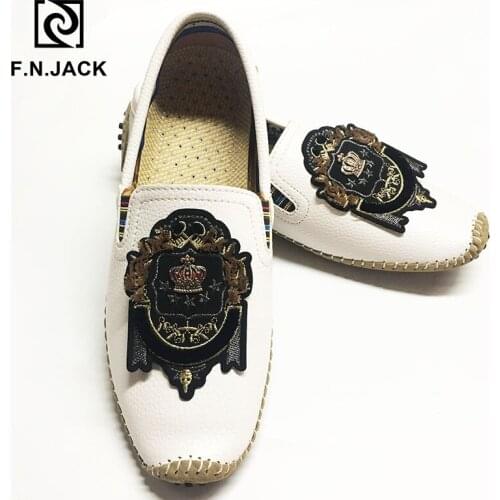 F.N.JACK Plus size shoes 46 47 48 Mens Loafers Casual Rubber Men shoes Fashion Leather Driving Moccasins men Hiking Shoes man