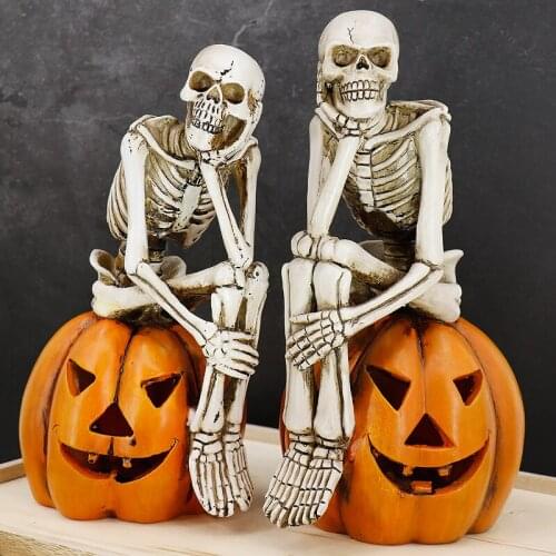 Skeleton Pumpkin lantern Decorations For Halloween Resin Model Of Terror Props Halloween Decorations For Home