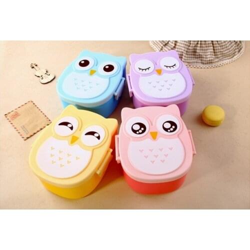 1PC Bento food box Storage for kids Kawaii Owl school lunch box Microwave Bento Container compartments Case Dinnerware OK 0339