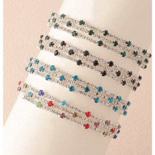 Fashion Metal Geometric Bracelet Bangle Womens Classic Full Drill Set Auger Multicolor Alloy Bracelet Bangle Jewelry for Girls