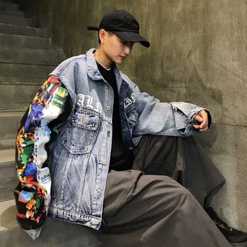 Classical oil painting Graffiti loose BF couple denim jacket Man Jeans Jacket Spring Coats 2020 Female Chaqueta Mujer Y285