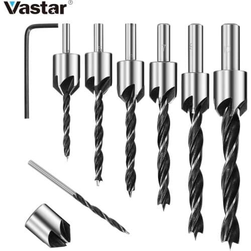 Vastar Flute Countersink Drills Bit HSS Drills Bit Reamer Set For Woodworking Chamfer 3-10mm