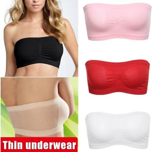 Invisible Bandeau for Women Girls Strapless Bra with Hollow Back Wireless Seamless Padded Bralette All-Match One Size NYZ Shop