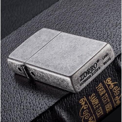 Original Zorro Brass Extended 902 Kerosene Lighter Large Oil Capacity Pure Copper Shell Windproof Cigarettes Smoking Accessories