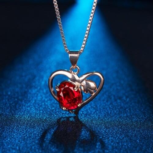 Real 18K Rose Gold 2 Carats Ruby Pendant Women Natural Ruby Red Gemstone 18K Rose Gold 45cm Necklace Jewelry Pendant