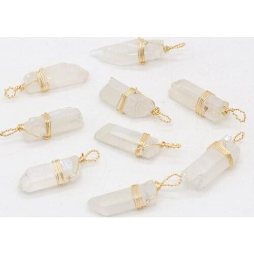 Natural Stone Pendants Irregular Original White Crystal Stone Necklace Accessories Charm for Jewelry Making Bracelet Earrings