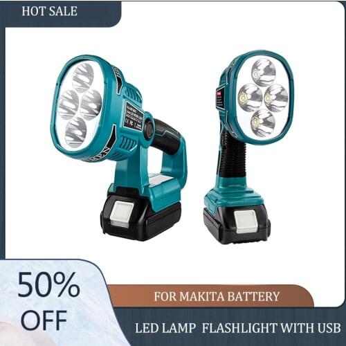 Promotion Lanterns 4 Modes Work Light 12W 18V Cordless LED Lamp Flashlight with USB Outdoors Spotlight Light for Makita Battery