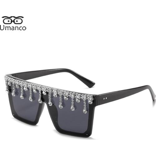 Luxury Sunglasses for Women with Rhinestone Square Oversized Eyeglasses Female Ladies Travel Beach Party Gift Brand Designer UV