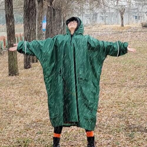 Outdoor Travel Hiking Rainwear 40D silicone Raincoat Cover One-piece Raincoat Poncho Rain Cap Rain Gear