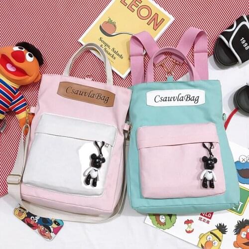 PURFAY Women Simple Canvas Shoulder Bag Zipper Flap Bag Ladies Handbag Crossbody Bags Backpack Bolsos Tote Schoolbag alexa