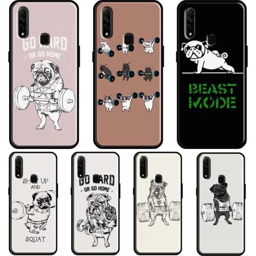 Funny Pug Lift Gym For OPPO A5 A9 2020 A31 A53 A52 A72 F7 Reno 2 Z Find X3 Pro A3S A15 A83 A91 A93 Phone Case