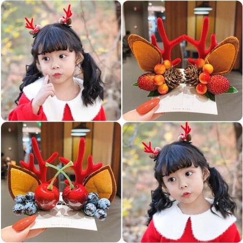 2 Piece/set of Christmas reindeer ear headdress children adult cute holiday party show decoration INS popular antler hair access