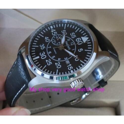 44mm Parnis Sapphire Crystal Japanese 8255 automatic Self-Wind Movement Mens Watch Luminous Mechanical watches white marks