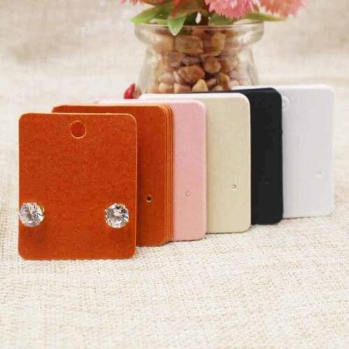 5*4cm 200pcs cute stud earring card blank diy orange/pink/beige/white/black/brown pearl paper jewelry stud earring dispaly card