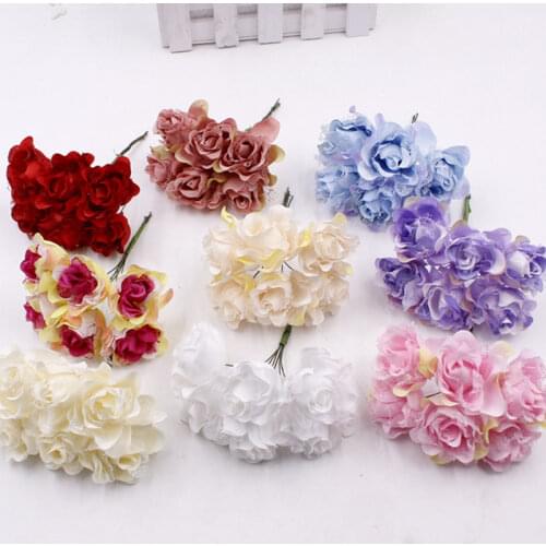 60pcs 4cm Artificial Lace Rose Flowers Wedding Bouquet For Scrapbooking Hair Wreath Corsage Shoe Hat Decoration