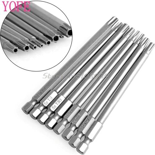 8Pcs/Set T8-T40 100mm Magnetic Torx Screwdriver Bits 1/4" Hex Shank S08 Wholesale&DropShip