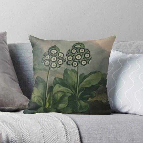 Botanical Auriculas Throw Pillow Cushion Cover Polyester throw pillows case on sofa home living room car seat decor 45x45cm