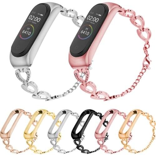 Smart Wrist Band For Xiaomi Mi Band 3 4 Bracelet Woman gift Miband 4 3 Strap Metal Bracelet Stainless Steel Wrist Straps