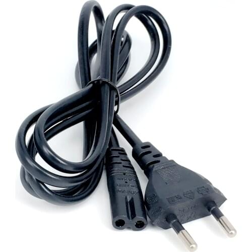 Black 2 Prong EU to C7 Extension Cable Bulb Power Supply Cord European IEC Figure 8 AC Power Cable For XBOX PS4 Laptop