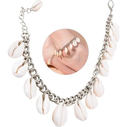 Coxeer 1pc Women Anklet Creative Bohemian Style Shell Pendant Decor Ankle Charm Bracelet Beach Anklet Jewelry Accessories